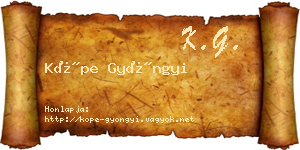 Köpe Gyöngyi névjegykártya